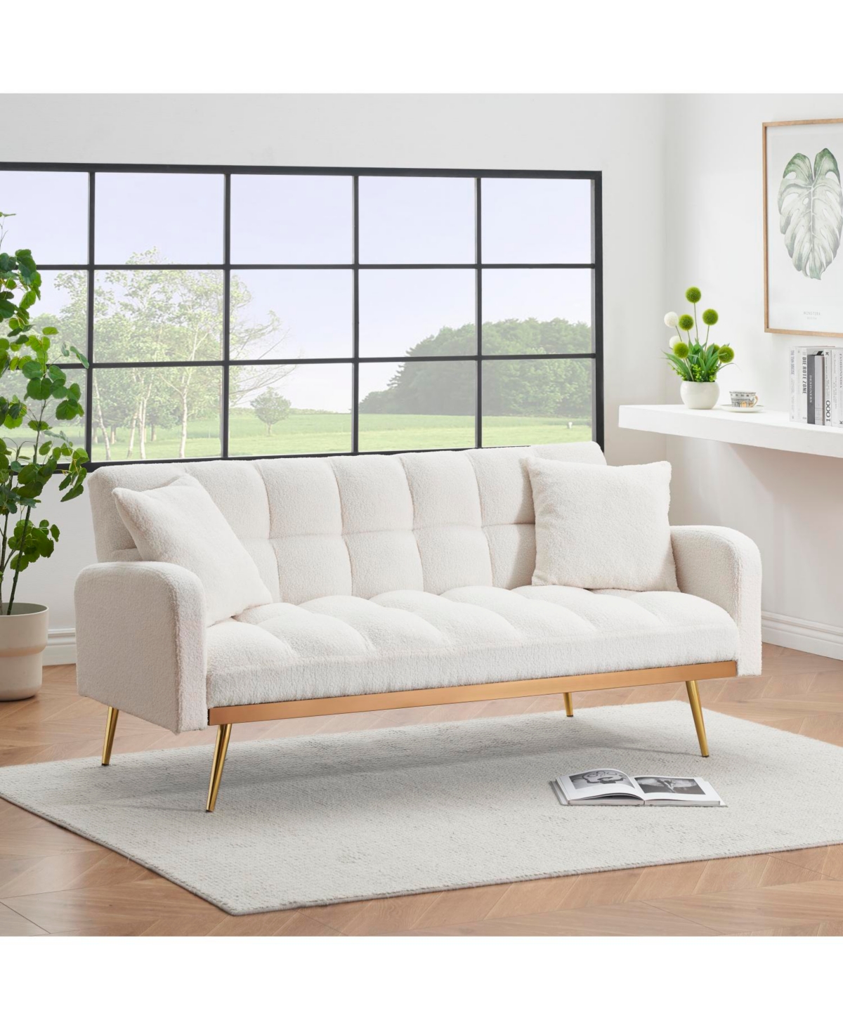 Streamdale Furniture 69" Sofa Bed with Adjustable Teddy Sofa