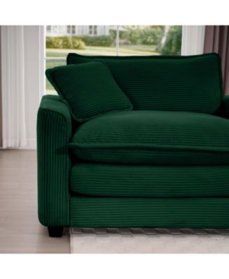 Green Corduroy Modern Sofa with 4 Pillows