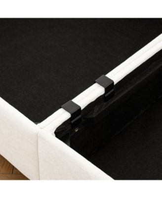 White Chenille Sofa with Storage & Ottoman