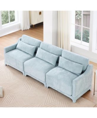 Sky Blue Chenille 3-Seater Sofa