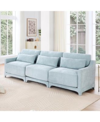 Sky Blue Chenille 3-Seater Sofa