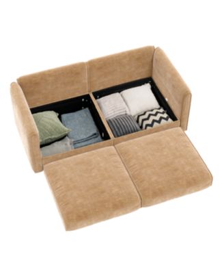 Camel Chenille 2-Seater Sofa with Storage