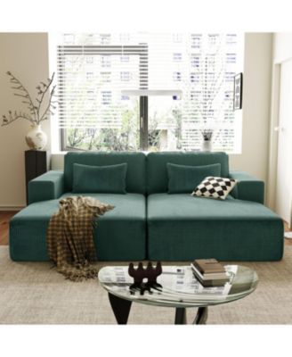 Corduroy Sofa Bed with Pillows