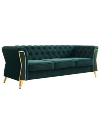 Modern Tufted Velvet Sofa 87.4 inch for Living Room
