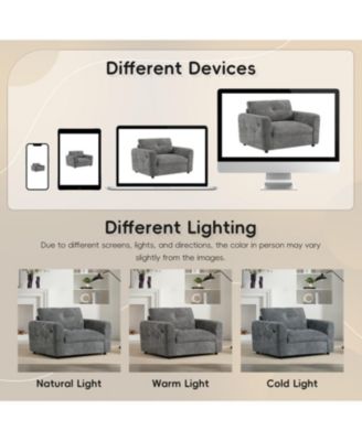 Tufted Chenille Armchair with Charger & Wide Seat