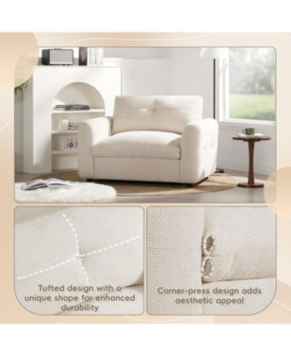 Tufted Chenille Armchair with Charger & Wide Seat