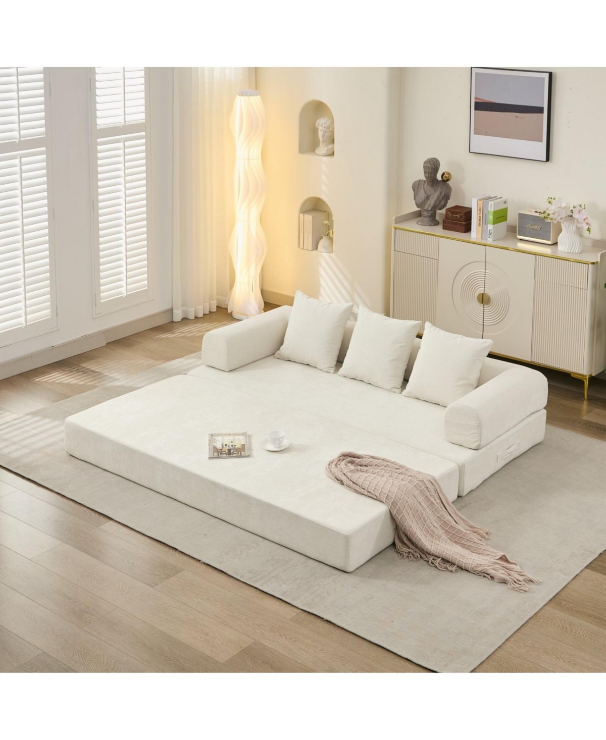 Streamdale Furniture Convertible Folding Mattress Couch - Beige