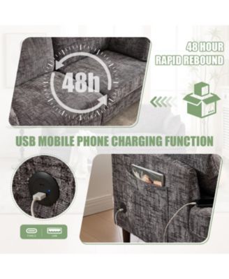 Modern Chenille 2-Seater Sofa w/ LED, USB & Storage