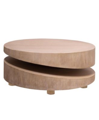 Modern Round Wood Coffee Table - Natural Finish