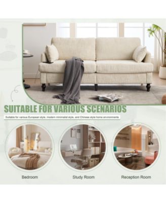 Modern Chenille 2-Seater Sofa w/ LED, USB & Storage