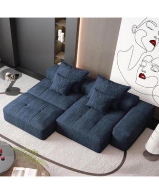 Modern Oversized Chenille Sectional Sofa with Ottoman & Pillows