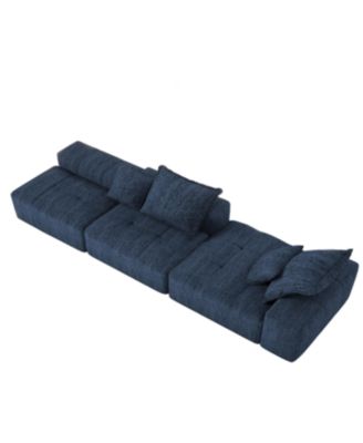Modern Oversized Chenille Sectional Sofa with Ottoman & Pillows