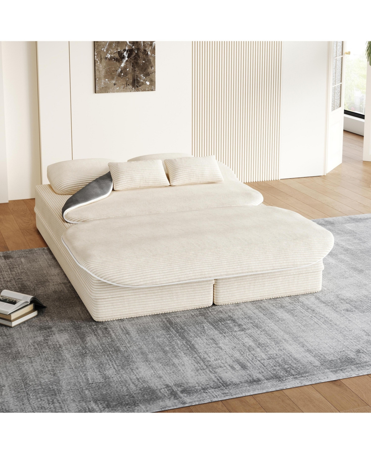 Streamdale Furniture 75" Foldable Sofa Bed with Blanket