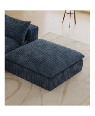  Cloud Corduroy Sofa- Deep Seat, Removable Cushions, Blue
