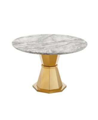 Round Faux Marble Dining Table