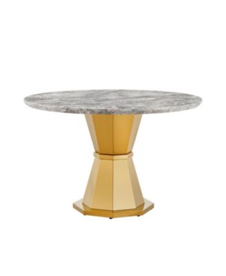 Round Faux Marble Dining Table