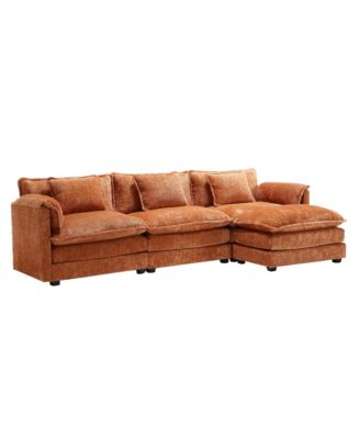 Oversized Sectional Cloud Couch, Modern Chenille L Shape, Ottoman & Memory Foam