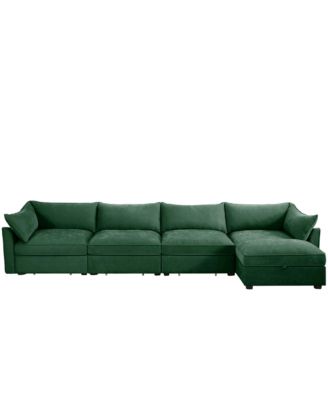 L-Shaped 4-Seat Sectional Sofa with Ottoman