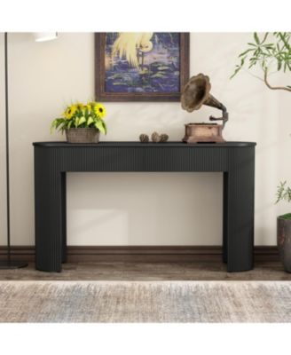 Fluted Entryway Console Table with Drawers (Black