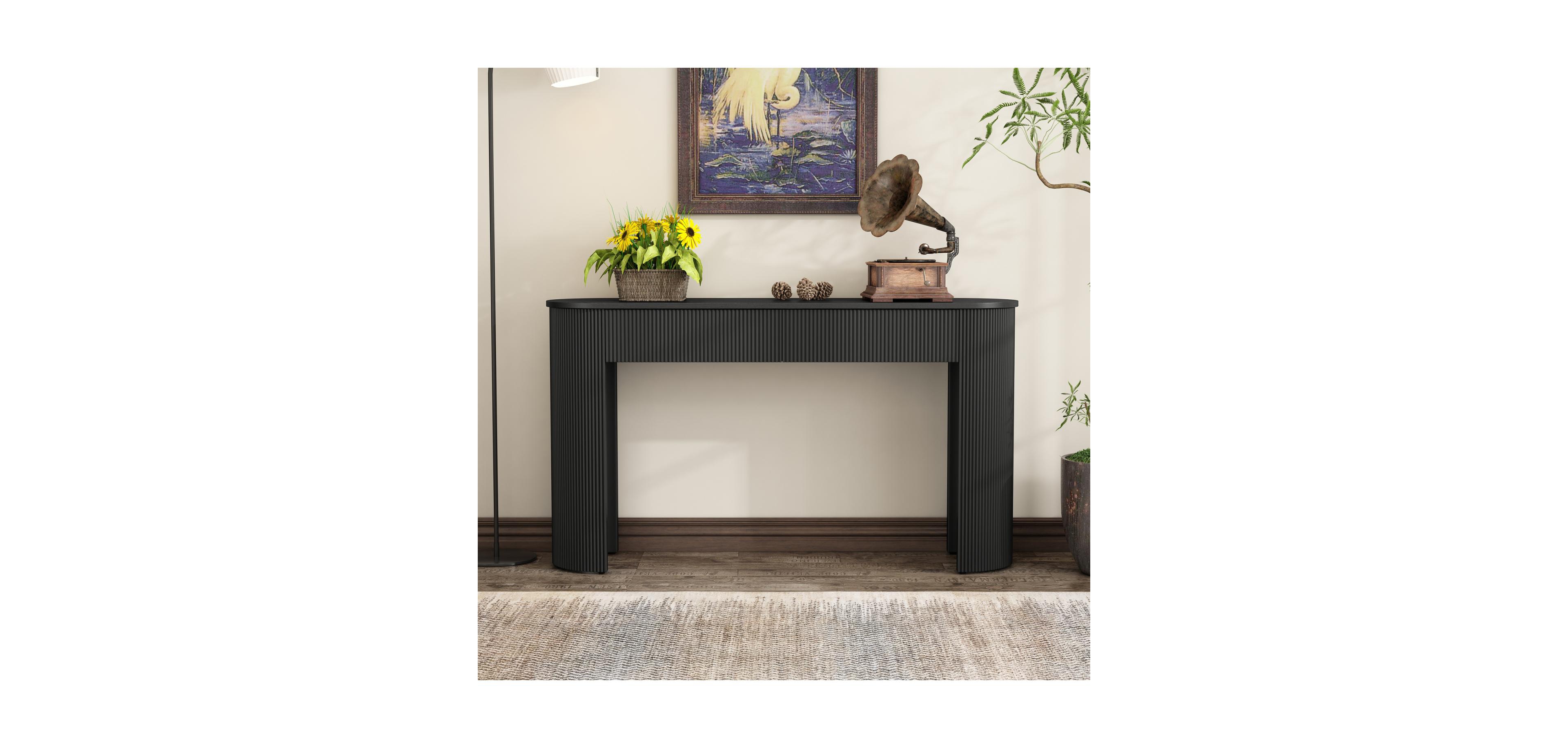 Streamdale Furniture Fluted Entryway Console Table with Drawers (Black