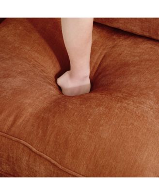 Orange Chenille Sofa Couch with Storage Drawers