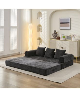 Comfy Convertible Folding Mattress Couch - Black