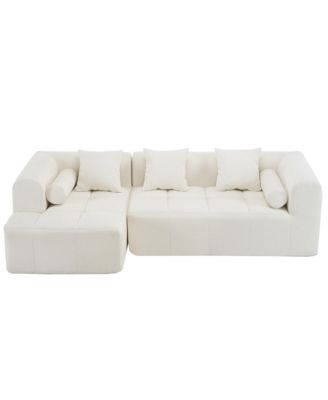 101" Sectional Sofa Modular Couch with Deep Seating & Pockets, Beige