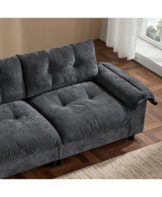 Streamdale L-Shape Sectional Sofa w/ Ottoman, Charging, Cup Holder, Storage
