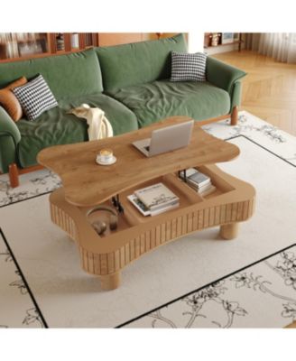 Streamdale Lift Top Coffee Table - Fluted Panel, Hidden Storage