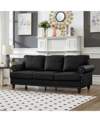 Modern Classic Black Leather 2+3 Seater Sofa Set