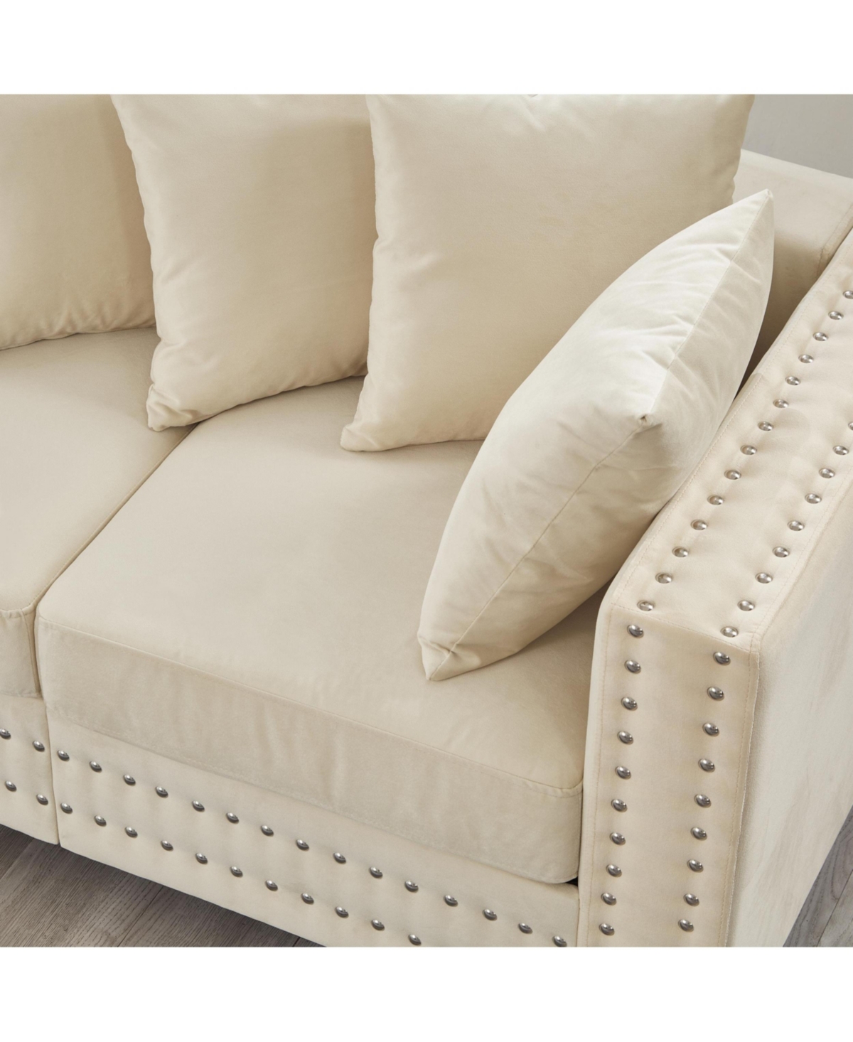 Streamdale Furniture Modern Velvet Loveseat with Silver Nails - Apricot