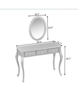 Streamdale Luxury Vanity Desk with Mirror & 3 Drawers - Silver