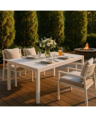 55" White Modern Table - Indoor/Outdoor Dining, Patio, Garden