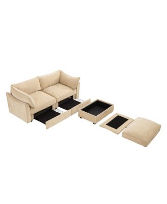  2-Seater Sofa with Storage Footstool