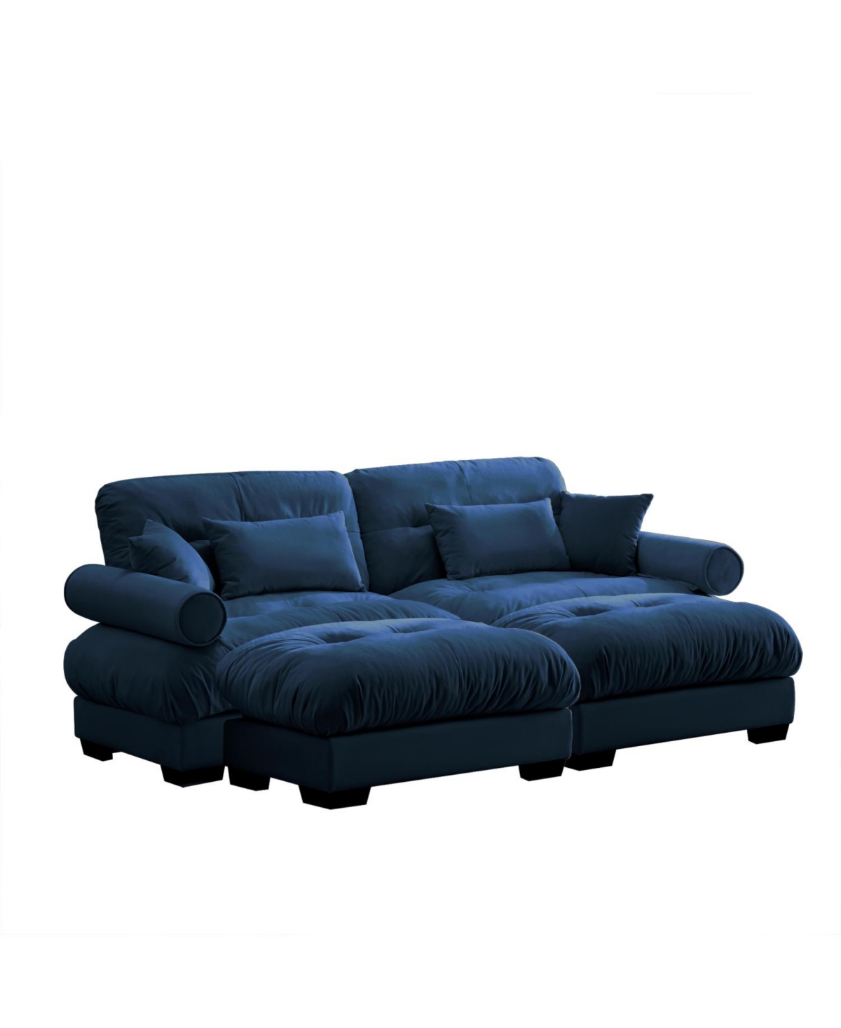 Streamdale Furniture Velvet 2-Seater Sofa with Ottoman, Bolsters, Pillows - Reading Room