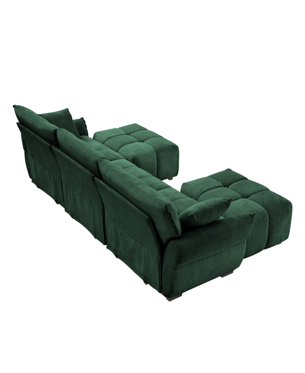 Streamdale Furniture Streamdale Green Chenille 3-Seater Sofa Set with Ottoman & Pillows