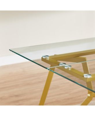 70.9" Rectangular Glass Dining Table - Gold Legs, Seats 1-8