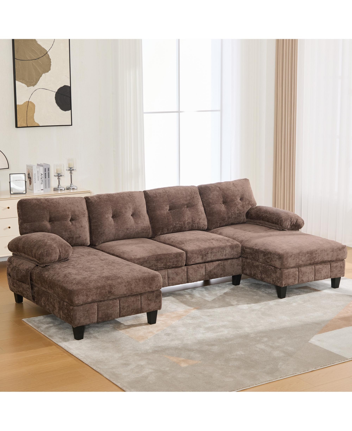 Streamdale Furniture Streamdale U-Shaped Chenille Sectional Sofa with Dual Chaise & Storage