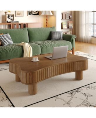  Lift Top Coffee Table - Fluted Panel, Hidden Storage, Walnut
