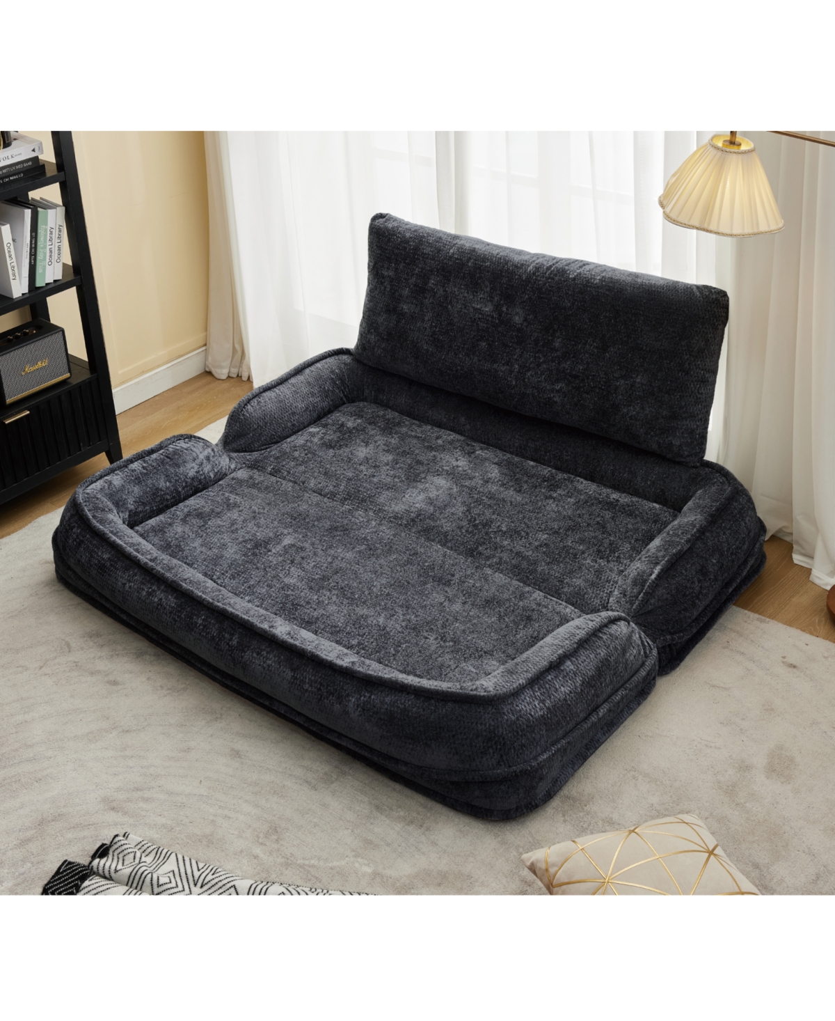 Streamdale Furniture Double Dog Bed Sofa Couch, Extra Large, Adjustable, Chenille Black