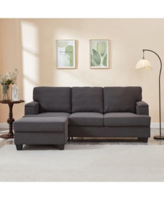  86" L-Shaped Sectional Sofa with Ottoman & Armrest Organizer - Dark Gray