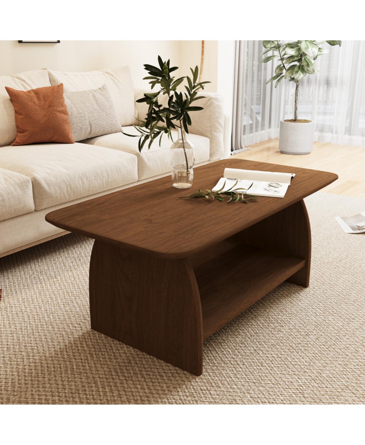 Streamdale Furniture Modern 47" Double-Layer Coffee Table with Storage