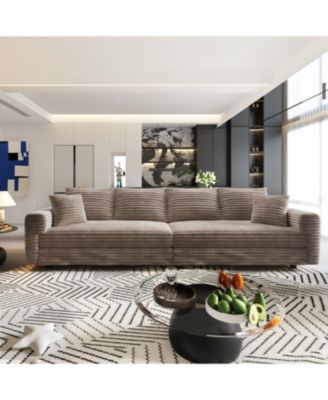 Plush Corduroy 4-Seat Sofa, Modern Comfy Cloud Couch, Deep Seat, Camel