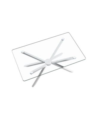 Streamdale 39" Clear Glass Coffee Table, Silver Metal Legs