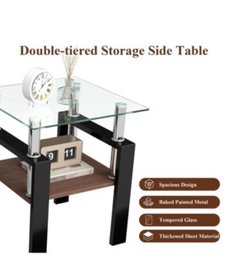 2 Modern Glass Tea/Coffee Tables - Transparent/Black