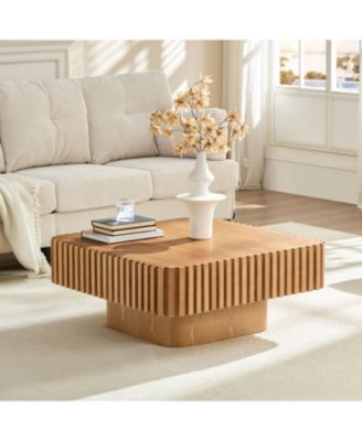 Modern 35" Handcraft Drum Coffee Table - Natural