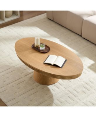 Modern Oval Drum Coffee Table - 47.24 Inch, Natural