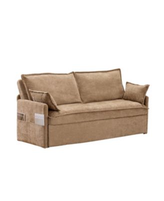 59.5" Chenille Sleeper Sofa Bed w/ Storage & USB Charging