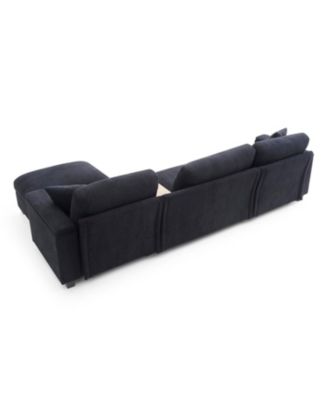 Streamdale Oversized L-Shaped Sectional Sofa with Drop Down Table & Storage Ottoman
