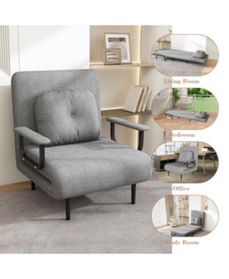 Folding Sofa Bed Chair - 5-Position Adjustable Backrest (Grey